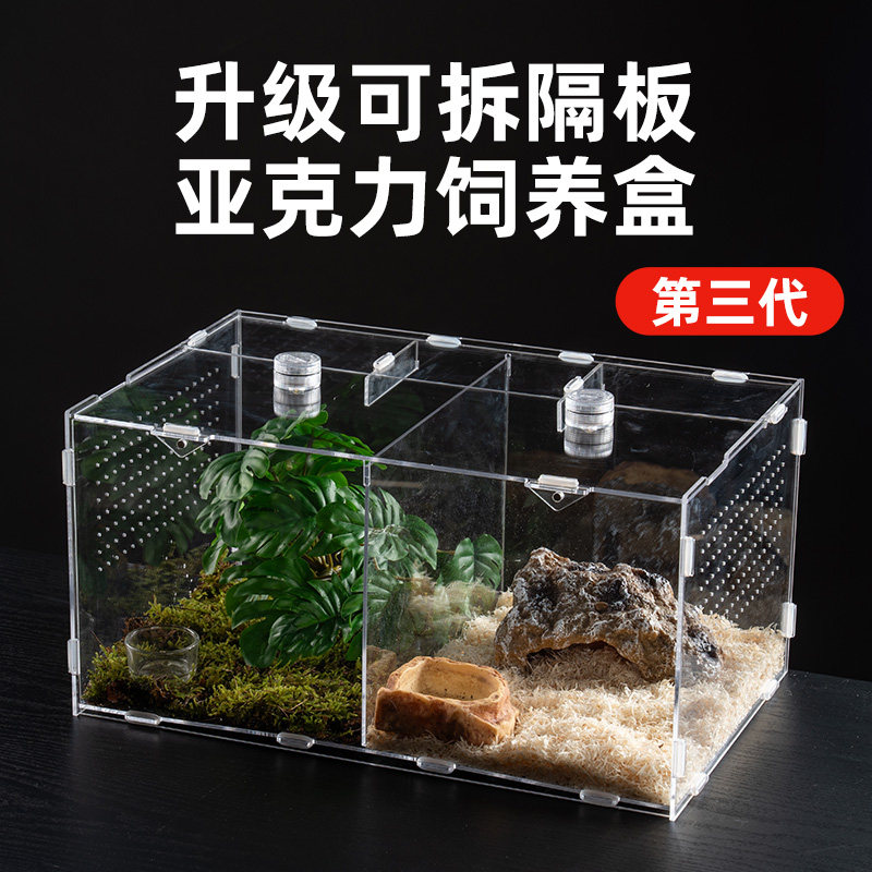 宠维奥爬宠亚克力饲养盒带隔板图片
