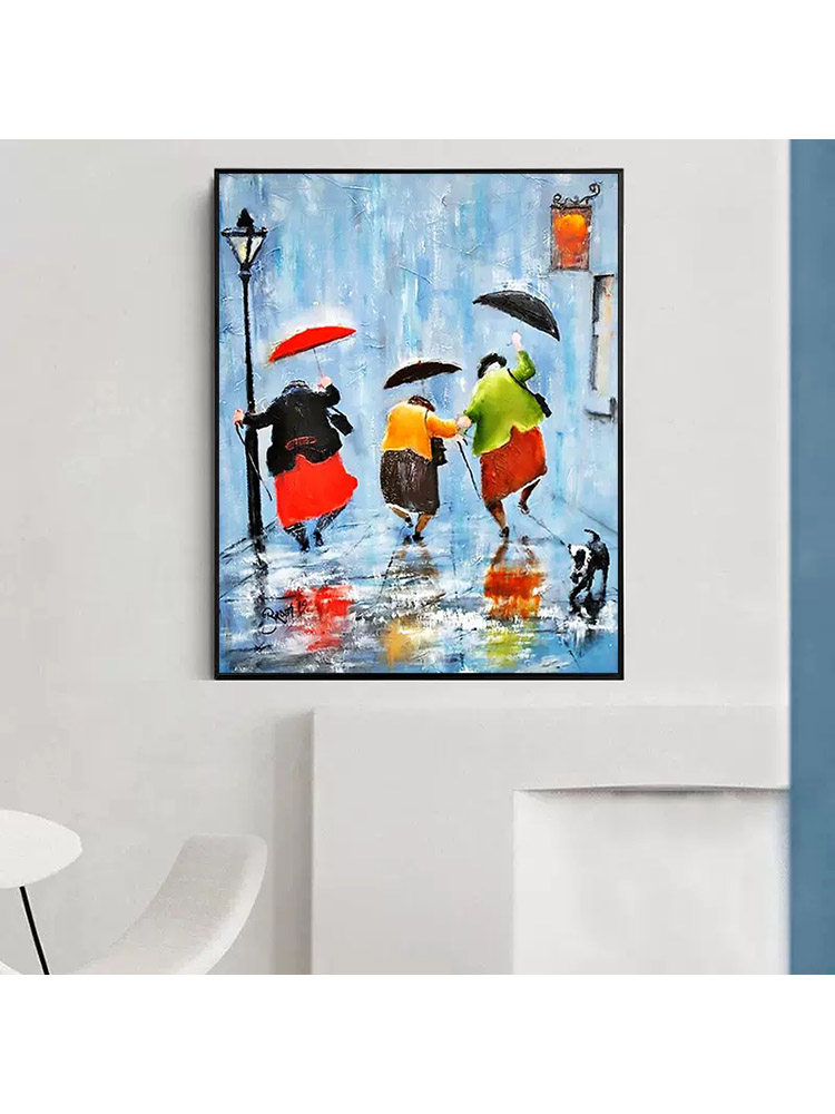 快乐跳舞愉快背影悠闲油画 diy数字油画手绘填色客厅卧室装饰画