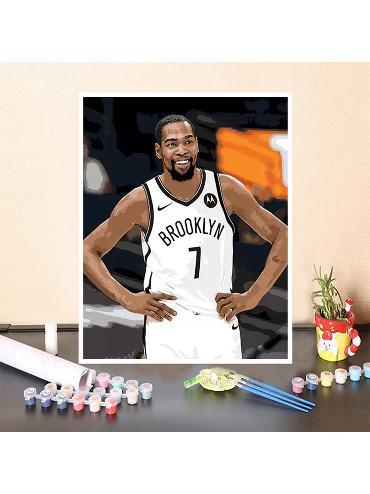 数字油彩画diy油画人物nba篮球明星手绘填色画雷霆杜兰特乔治威少
