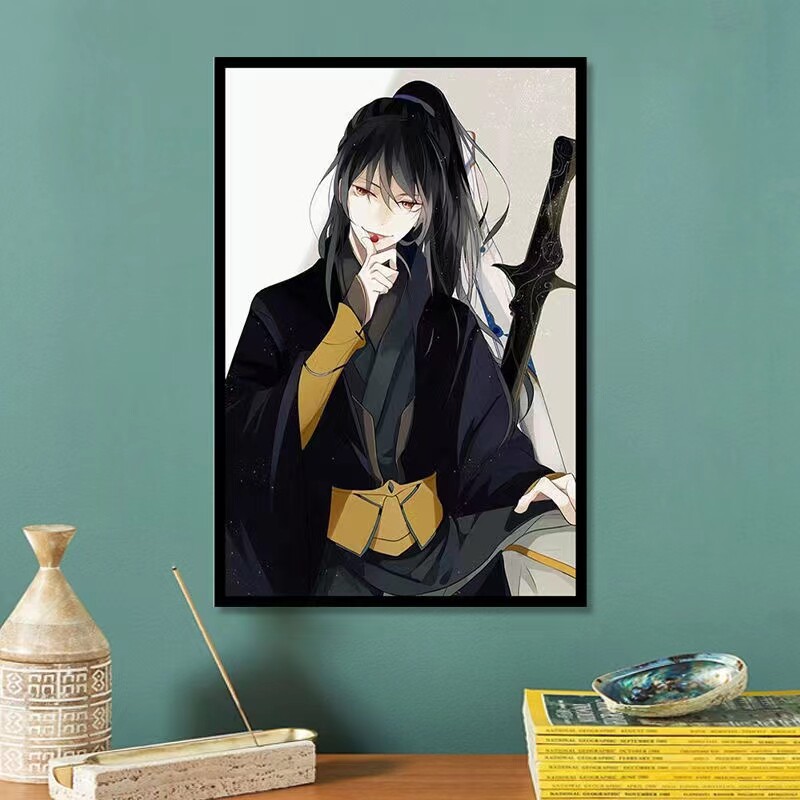 魔道祖师数字油画diy动漫魏无羡蓝忘机手绘涂色填色画古风装饰画