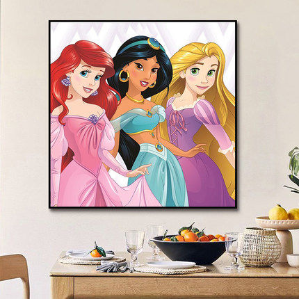 可爱卡通迪士尼公主diy数字油彩画手绘填色减压装饰画 手工动漫画