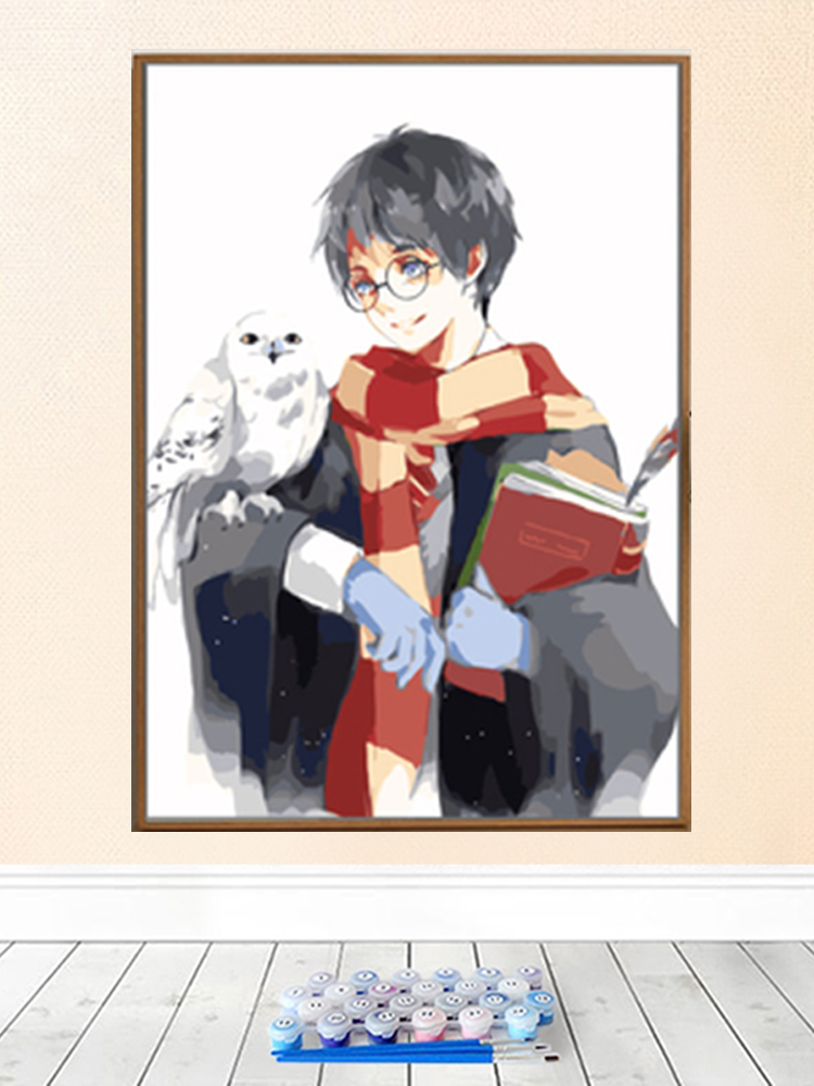 赫敏罗恩哈利波特数字油画diy手工画减压填色人物卡通动漫装饰画