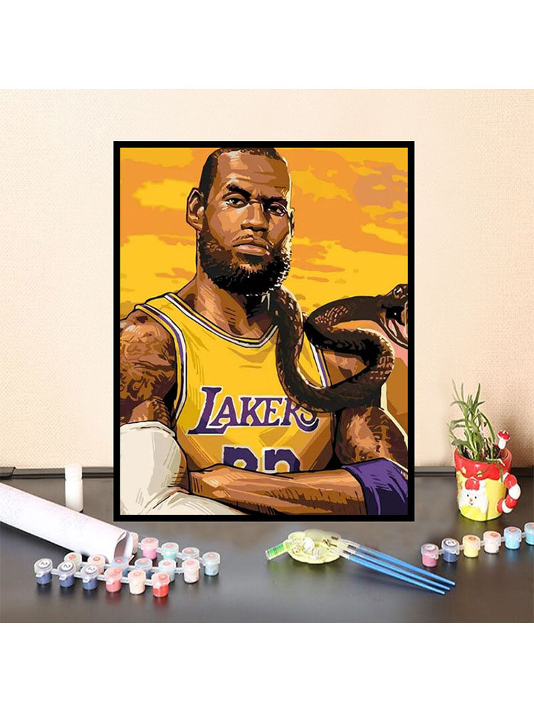 diy数字油彩画詹姆斯科比库里哈登填充涂色手绘油画nba篮球全明星