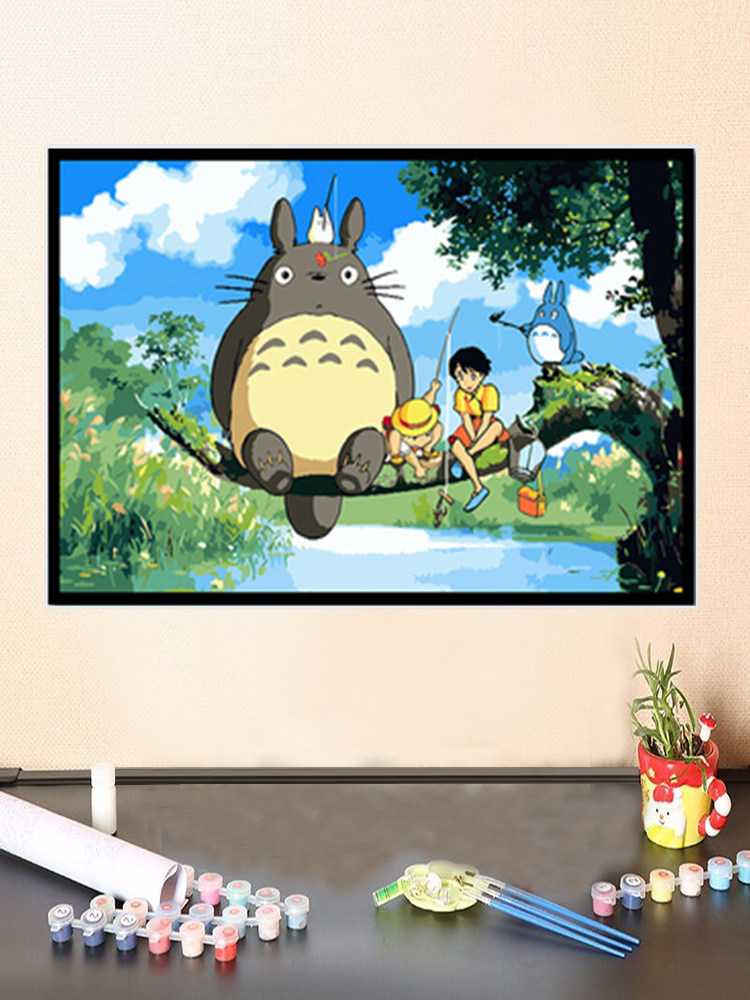 宫崎骏龙猫漫画系列diy数字油彩画活动礼品手工填色丙烯画装饰画