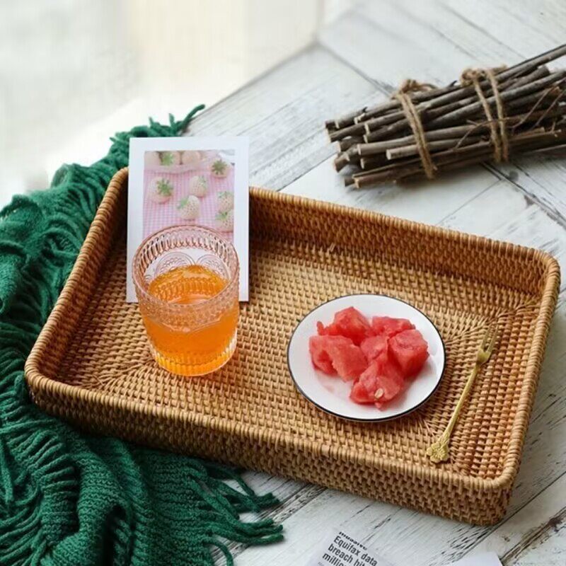 零食盘茶点水果篮仿藤编