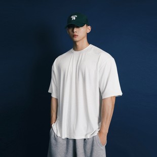 落肩健身美式 2026年夏季 半袖 男宽松圆领T恤衫 训练上衣服 运动短袖