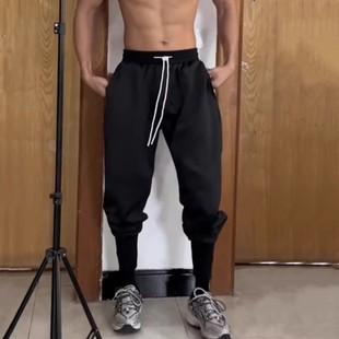加绒健身跑步收口束脚卫裤 宽松透气速干弹力春秋冬季 男长裤 运动裤