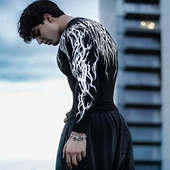 恶魔来袭健身长袖 T恤男秋冬高弹力紧身衣运动美式 跑步训练衣服潮