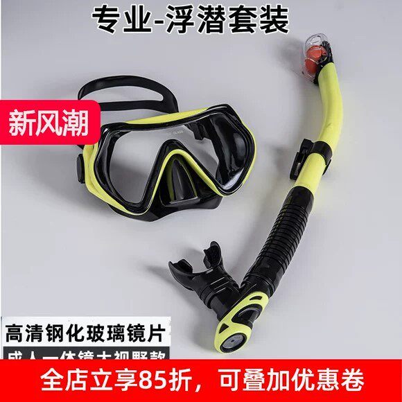 潜水镜浮潜三宝装备全干式呼吸管器套装成人儿童游泳面罩近视防雾