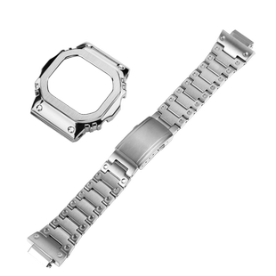 适配casio卡西欧DW5600 DW5000 GWX5600不锈钢改装表壳表链钢带男