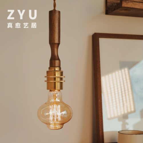 真愈艺居商用胡桃木复古餐厅吊灯