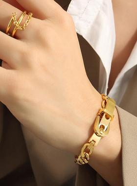 男女同款钛钢简约高级手链不掉色