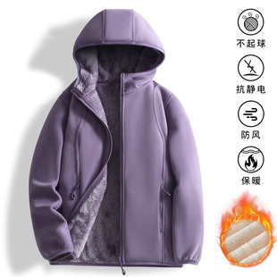 日本抓绒衣摇粒绒外套秋冬加绒加厚双面绒连帽冲锋衣内胆开衫