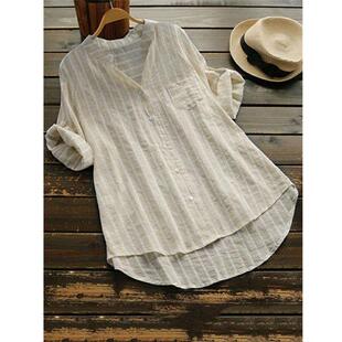 Sleeve Striped Quarter Three Womens Casual