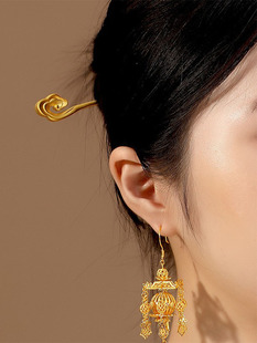 入梦阁楼s925纯银祥云发簪子古风汉服装镀金钗戏曲盘发头饰礼品女