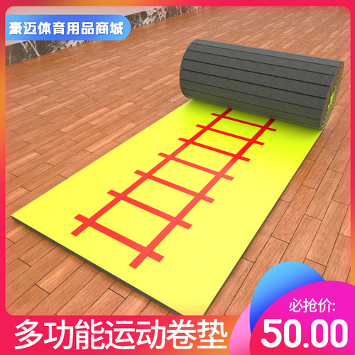 拳击跆拳道地垫瑜伽健身垫舞蹈跳舞空翻卷垫武术格斗加厚柔道垫子