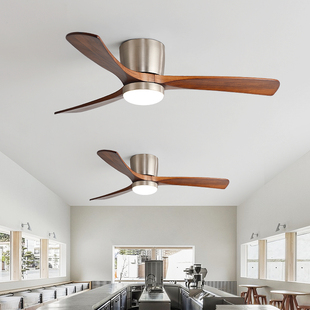 中古实木风扇灯餐厅家用客厅书房吊扇灯吸顶变频一体新款风扇吊灯