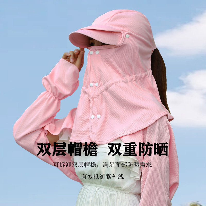 遮阳帽女夏天韩版防晒护颈户外男太阳帽女士遮脸骑车防晒披肩帽子