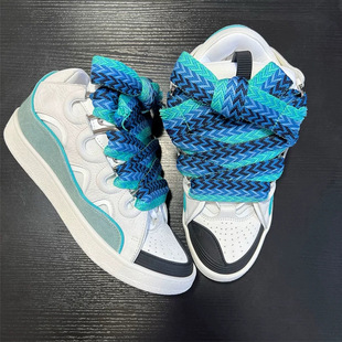 适配lanvin浪凡鞋带宽3cm潮流编制彩色适用于OLD ORDER扁平鞋带