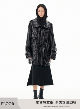 FIRST FLOOR X TERRAINCOGNITA 黑色涂层设计长款派克服夹克外套