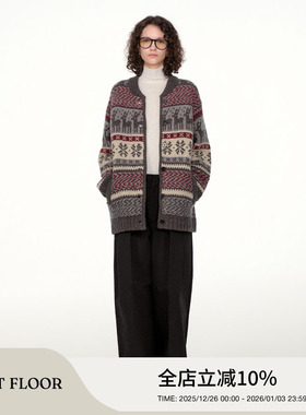 FIRSTFLOOR 费尔岛针织外套提花抓毛工艺软糯宽松毛衣开衫
