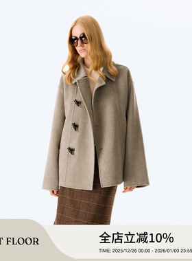 FIRSTFLOOR 冬季羊绒混纺复古牛角扣双面呢子宽松外套大衣