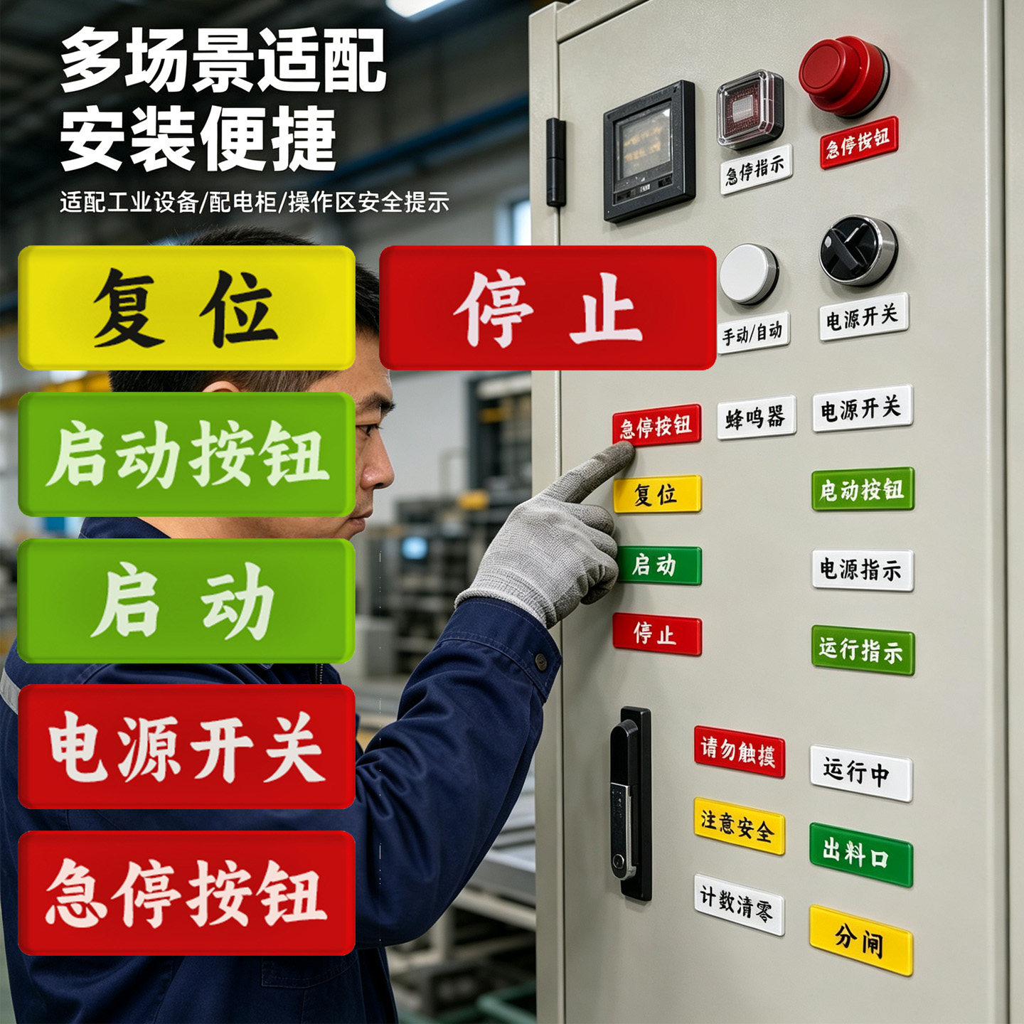 亚克力设备开关按钮标识贴定制图片