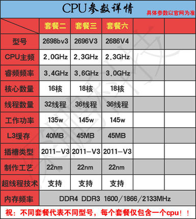 e5-2698bv3 2696v3 2699 4669 2686v4 多核心 16 18核 2011-3cpu