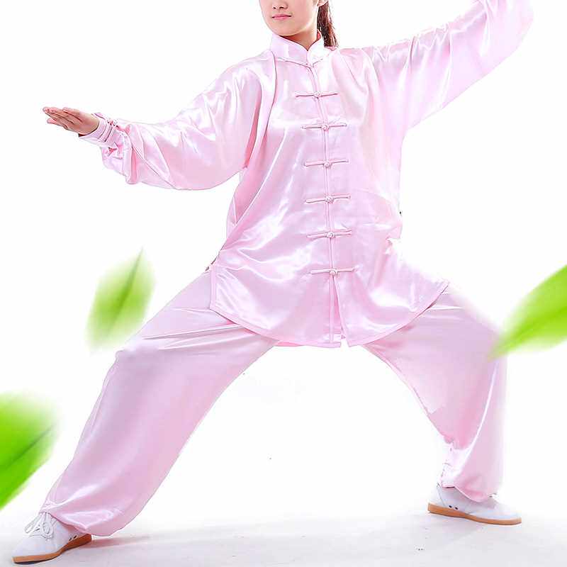 新款大辫子太极服女武术表演服比赛服南韩丝太极拳服装男晨练功服