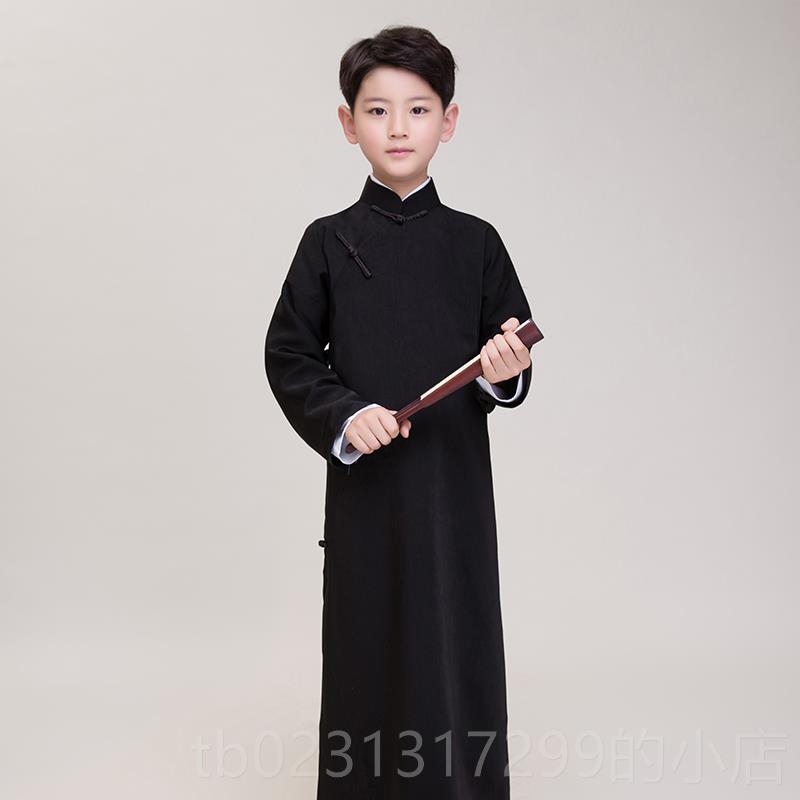 新款童相声服民国装长衫长袍大褂男童中国风演古马褂快儿板袍子出