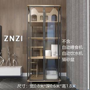 ZNZI全景玻猫别墅高璃档大间猫笼木家空用实猫屋宠物室内猫咪 新款