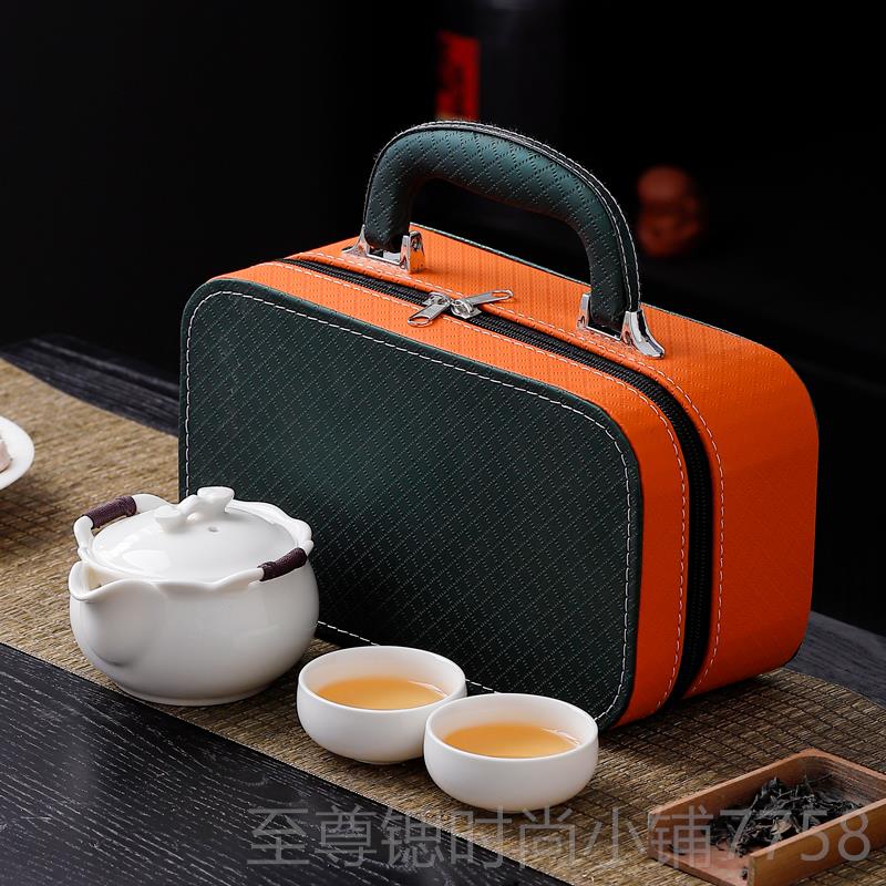 正品羊脂玉瓷O功夫茶具手抓壶礼盒套礼品定LOG轻奢年会庆典装伴手