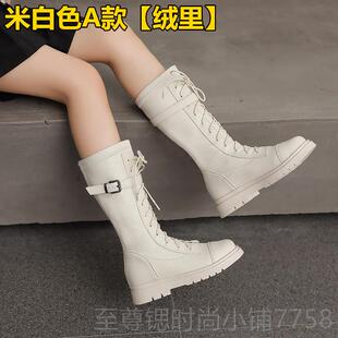 正品女靴子冬2秀024春秋新款童高筒长靴走公表演单靴儿童马丁靴主