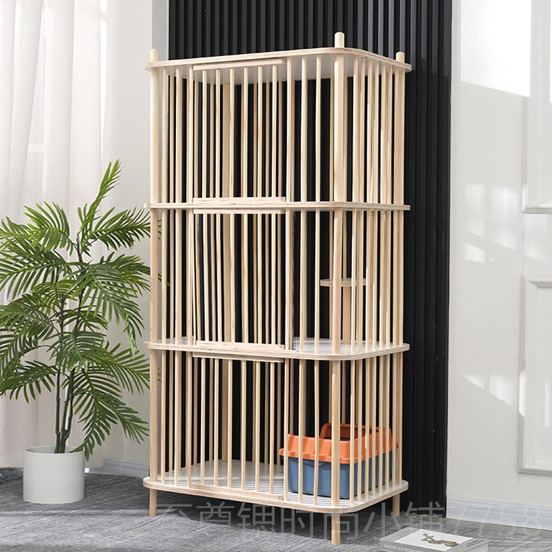 正品实木猫窝两层中笼子猫别墅猫共用人半封闭猫跳台型猫小屋