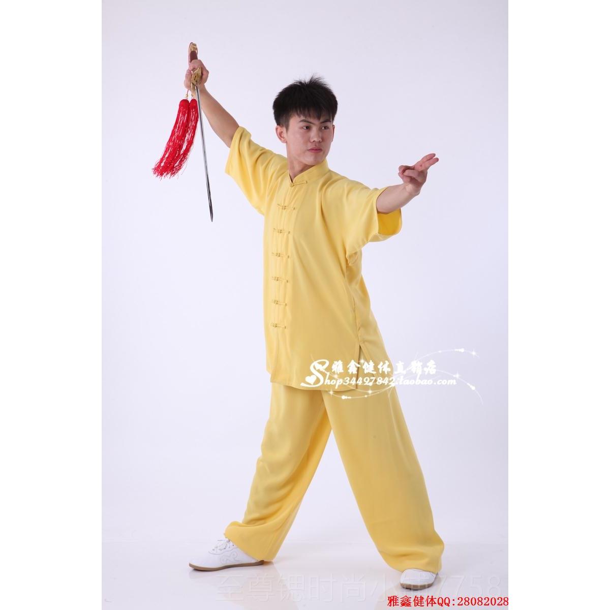 正品龙拳棉加丝太服男女长拳服袖丝麻武术团短体极比赛练功表演气