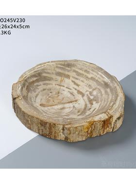 正品纳木化石头烟灰缸茶玄几摆件家用客桌上关厅钥匙收盘复古装饰