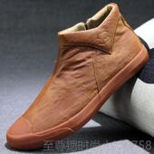 男高帮休皮鞋 一脚蹬保暖鞋 2024新款 正品 士板鞋 秋季 冬棉季 马丁 男鞋