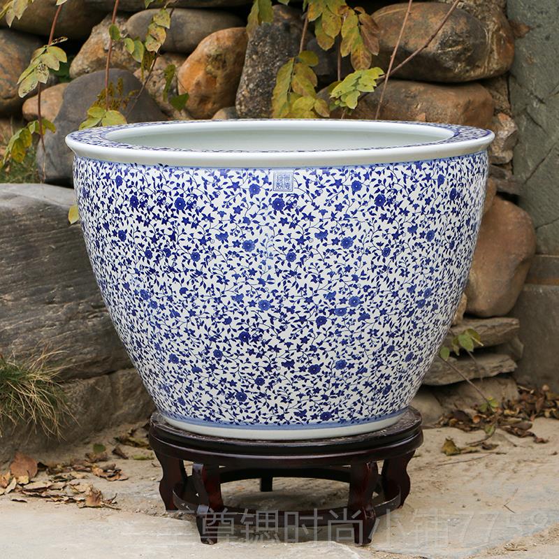 正品景德镇陶瓷鱼缸酒养睡荷花盆乌龟缸号锦鲤瓷缸大水缸店莲庭院