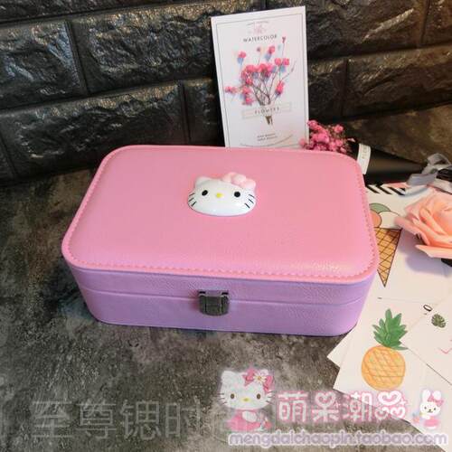 正品新品首饰盒猫咪饰童收纳盒亲子节姐妹款首品饰盒PU皮木质儿物