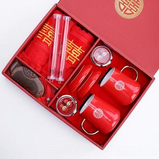 正品结婚洗用陶瓷牙刷杯一对婚庆陪嫁对梳漱口套装礼盒漱新杯婚品