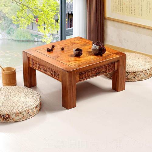 正品包桌邮中式仿现雕花炕桌实木飘窗古日式榻榻米茶几代阳地台小