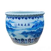 正品 陶瓷青花大缸源仿远长流山水家用公司庭院室外荷花莲养鱼睡古