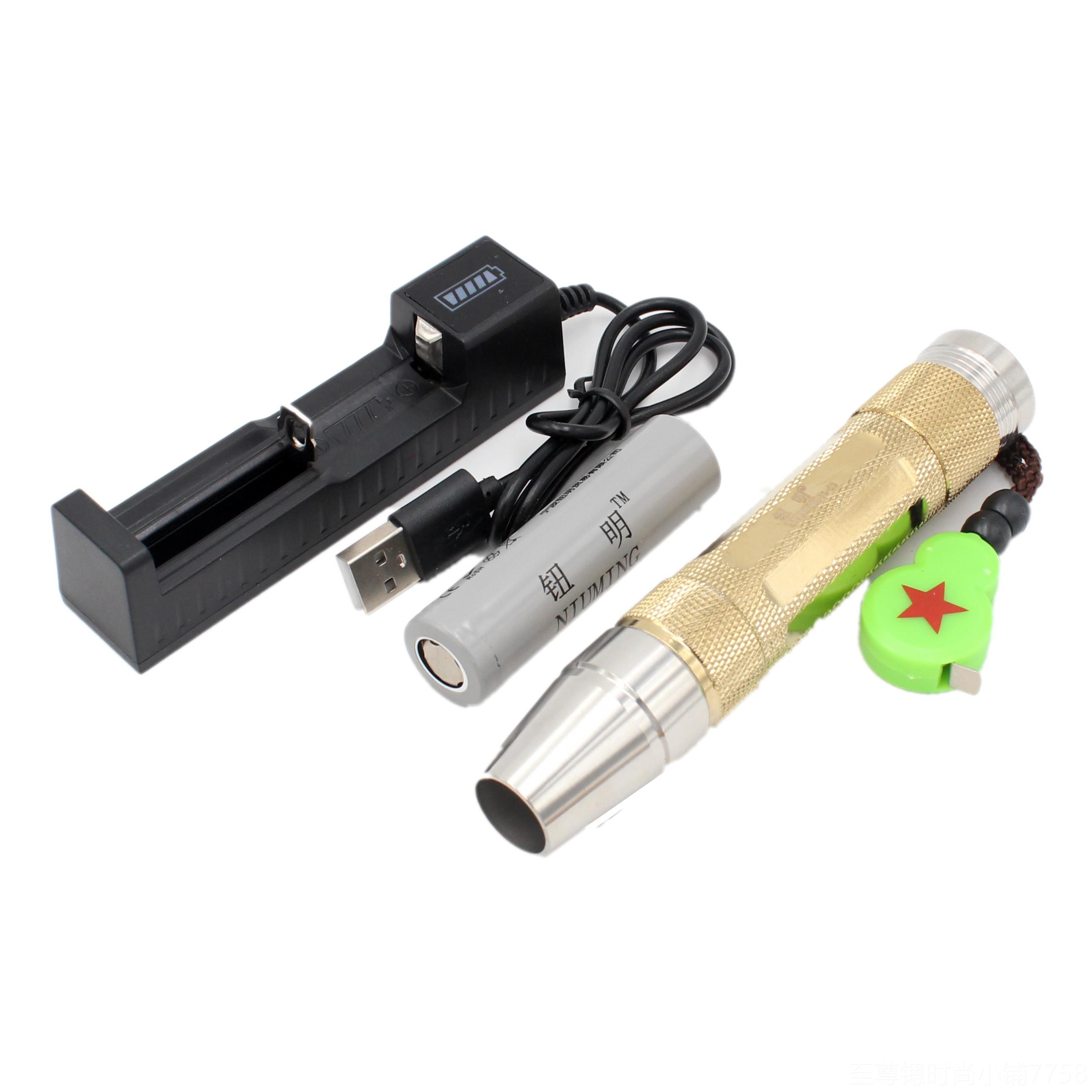 正品R5灯珠强玉石电筒纯铜加不锈钢材光质 玉手 石手电白光 黄光