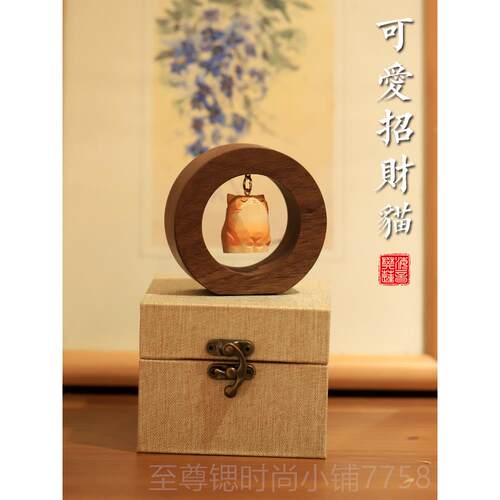 正品创意木雕小橘猫汽车摆品件车载车内饰中台控024新款可爱车上