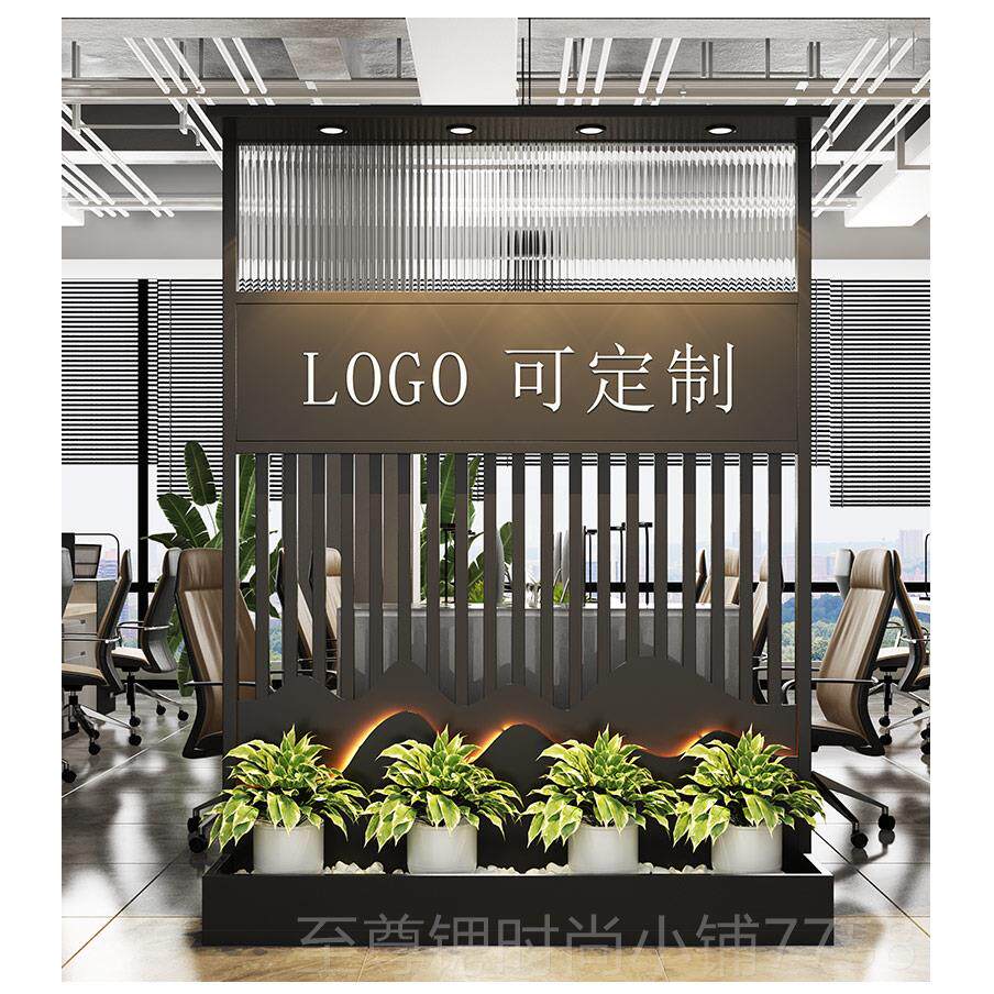 正品长虹璃公座司屏风断办公室隔屏现代铁艺玄关入玻户进门移动形