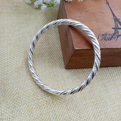 正品青999纯银手镯实心闭口男女款足银情款礼物手工侣丝定制麻花