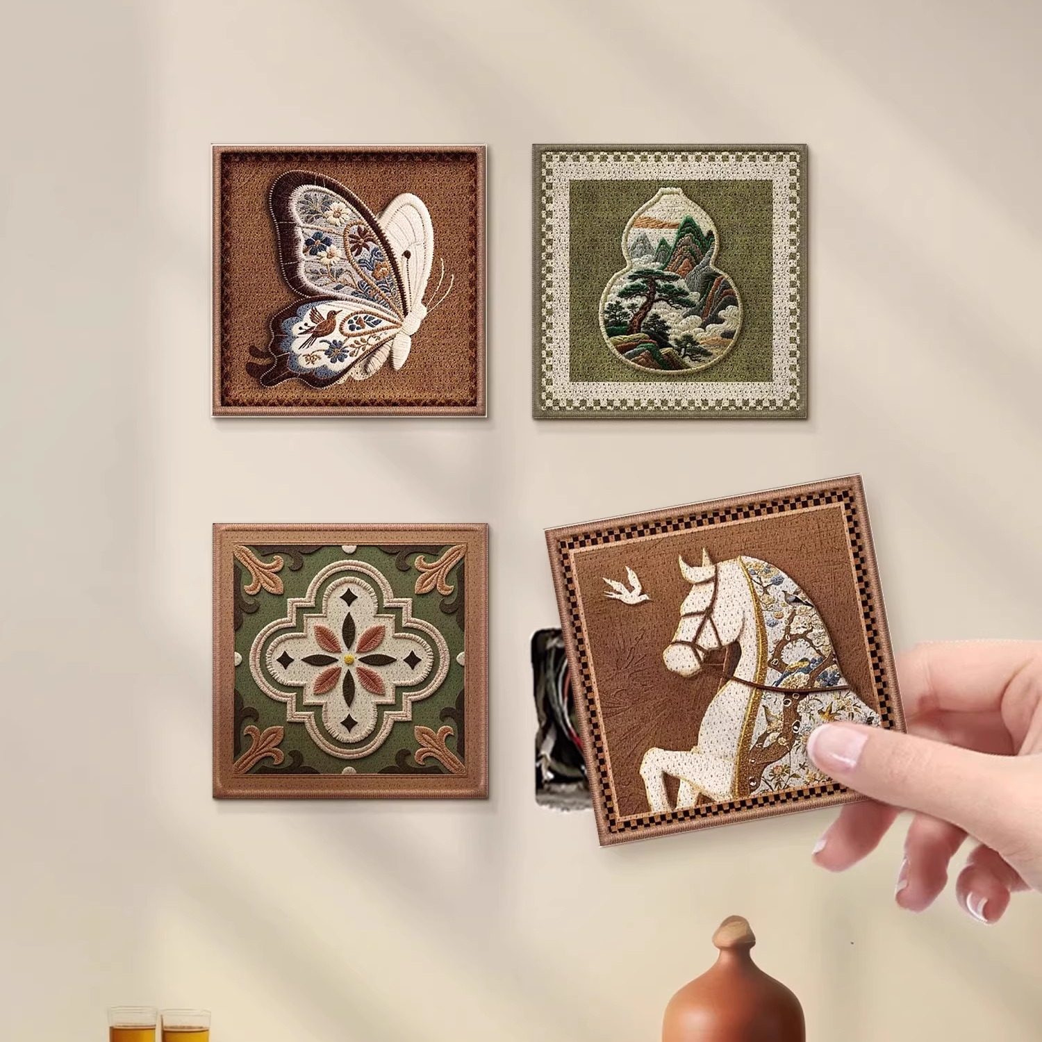 中古风补洞墙面贴亚克力入户玄关装饰贴画插座开关孔盖遮丑美化贴,家居饰品,软装墙贴,淘宝优惠券,粉丝福利购,淘宝优惠卷