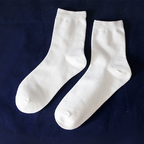 Хлопковые белые носки для школьников, средней длины