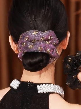 高级感秋意大肠发圈女时尚优雅黑色欧根纱头绳蓬松扎发橡皮筋头饰