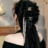 韩式 洛神赋 花朵链条蝴蝶流苏抓夹古超仙鲨鱼夹显发量头饰发夹